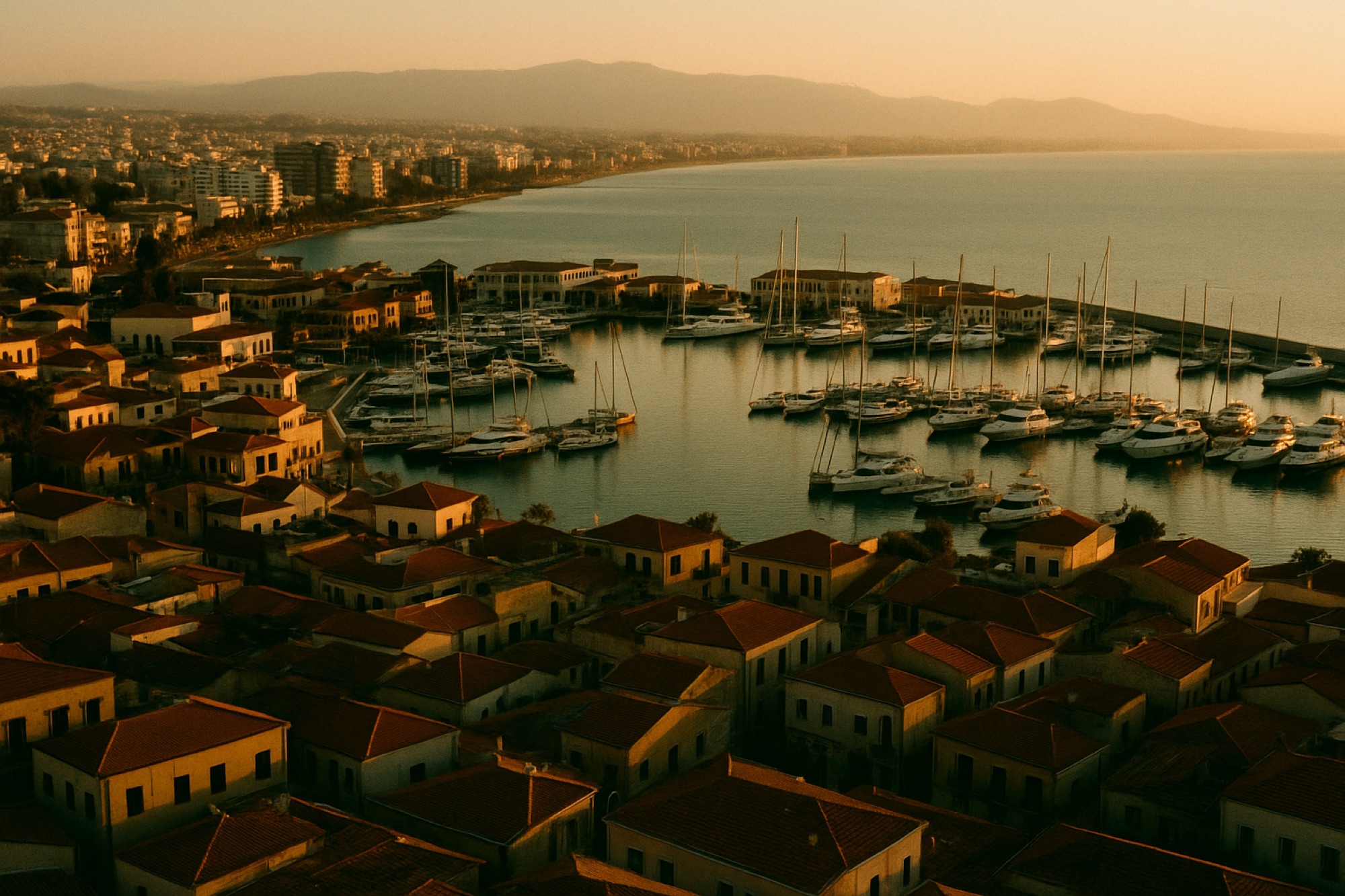 Limassol seafront pier at sunset